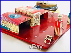 MARX 1930s TIN / PRESSED STEEL BATTERY OPERATED GULL SERVICE STATION PLAY SET