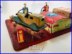 MARX 1930s TIN / PRESSED STEEL BATTERY OPERATED GULL SERVICE STATION PLAY SET