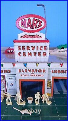 MARX 1950's Tin Litho Play Service Station Center Sky View Parking & Accessories