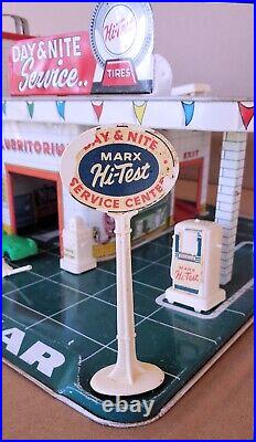 MARX 1950's Tin Litho Play Service Station Center Sky View Parking & Accessories