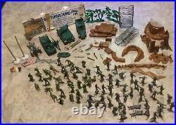 MARX 4756 Battleground Play Set Vehicles Armies Bunkers Flag Poles 118 Pcs Toys