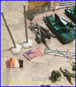 MARX 4756 Battleground Play Set Vehicles Armies Bunkers Flag Poles 118 Pcs Toys