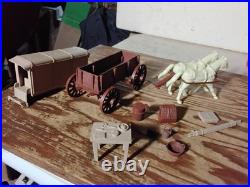 MARX BROWN WAGON withTan Square Top Giant Fort Apache Custer western playset