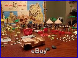 MARX Daktari Playset 3720 1967 Jungle Animals Natives Huts Palms Box INCOMPLETE