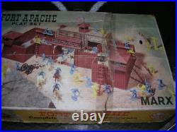 MARX FORT APACHE PLAYSET 3681 withbox INDIANS PIONEERS FORT 1960'S VINTAGE toy