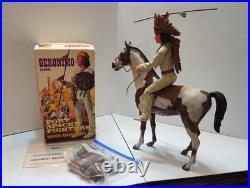 MARX GERONIMO FORT APACHE FIGHTERS WithACC ORIG. BOX NEAR COMP & STORM CLOUD HORSE