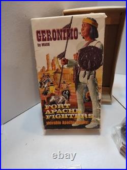 MARX GERONIMO FORT APACHE FIGHTERS WithACC ORIG. BOX NEAR COMP & STORM CLOUD HORSE