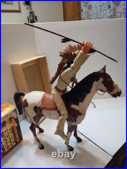 MARX GERONIMO FORT APACHE FIGHTERS WithACC ORIG. BOX NEAR COMP & STORM CLOUD HORSE