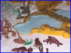 MARX One Million BC minty green gray DINOSAURS Cavemen mountain figures IN BOX