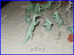 MARX One Million BC minty green gray DINOSAURS Cavemen mountain figures IN BOX