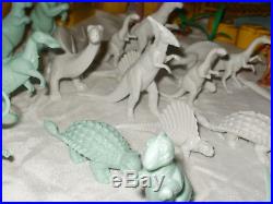 MARX One Million BC minty green gray DINOSAURS Cavemen mountain figures IN BOX