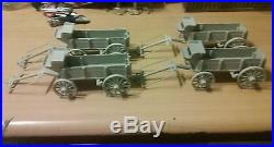 Marx Playset 4 Gray Wagons & 4 Hitchs Wagon Train Western Fort Apache