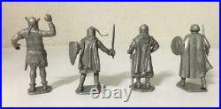 MARX PRINCE VALIANT PLAYSET 4 SILVER FIGURES 1950s GAWAIN BLACK KNIGHT BOLTAR