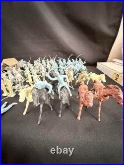 MARX Playset Set Of 68 Figures In Grey, Yellow And Blue Plus Accessories (READ)