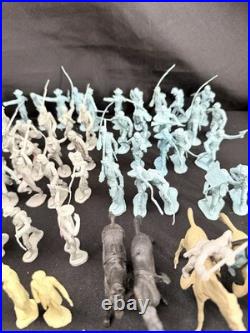 MARX Playset Set Of 68 Figures In Grey, Yellow And Blue Plus Accessories (READ)