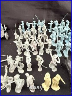MARX Playset Set Of 68 Figures In Grey, Yellow And Blue Plus Accessories (READ)