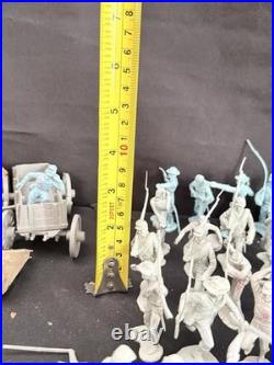 MARX Playset Set Of 68 Figures In Grey, Yellow And Blue Plus Accessories (READ)