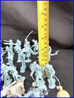 MARX Playset Set Of 68 Figures In Grey, Yellow And Blue Plus Accessories (READ)