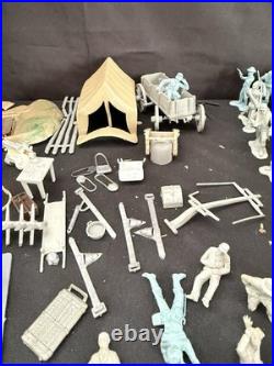 MARX Playset Set Of 68 Figures In Grey, Yellow And Blue Plus Accessories (READ)