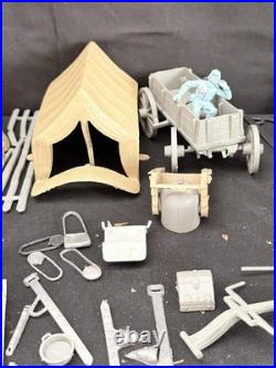 MARX Playset Set Of 68 Figures In Grey, Yellow And Blue Plus Accessories (READ)