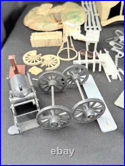 MARX Playset Set Of 68 Figures In Grey, Yellow And Blue Plus Accessories (READ)