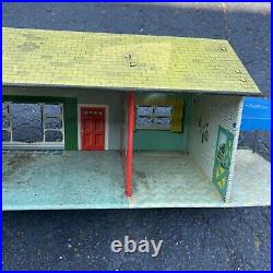 MARX TIN RANCH DOLL HOUSE Play Set 1950s Litho Metal MCM Mid Century EUC
