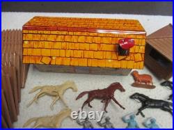 MARX VINTAGE FORT APACHE PLAYSET With TIN LITHO YELLOW INDIANS BLUE SILVER SOLDIER