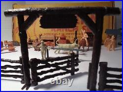 MARX VINTAGE WESTERN RANCH PLAY SET WithBOX, FENCE, FIGURES AND ACCESSORIES