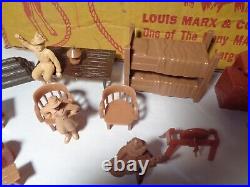 MARX VINTAGE WESTERN RANCH PLAY SET WithBOX, FENCE, FIGURES AND ACCESSORIES