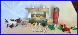 MARX Vintage 1960's Farm Barn Silo Animals Farmer Figures Fence Implements More