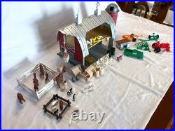 MARX Vintage 1960's Farm Barn Silo Animals Farmer Figures Fence Implements More