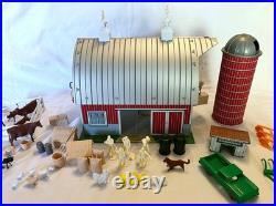 MARX Vintage 1960's Farm Barn Silo Animals Farmer Figures Fence Implements More