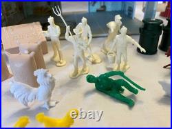 MARX Vintage 1960's Farm Barn Silo Animals Farmer Figures Fence Implements More