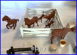 MARX Vintage 1960's Farm Barn Silo Animals Farmer Figures Fence Implements More