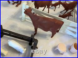 MARX Vintage 1960's Farm Barn Silo Animals Farmer Figures Fence Implements More