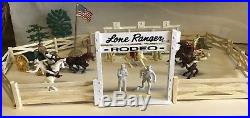 MARX Vintage Lone Ranger Rodeo Play Set withBox 60mm White Vinyl Character Figures