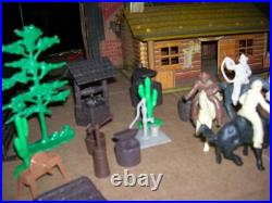 MARX WESTERN RANCH PLAYSET WithBOX 1950 COWBOYS TIN LITHO BUNKHOUSE RUBBER/ VINYL
