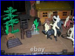 MARX WESTERN RANCH PLAYSET WithBOX 1950 COWBOYS TIN LITHO BUNKHOUSE RUBBER/ VINYL MARX WESTERN RANCH PLAYSET WithBOX 1950 COWBOYS TIN LITHO BUNKHOUSE RUBBER/ VINYL