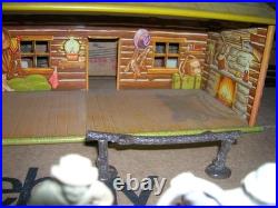 MARX WESTERN RANCH PLAYSET WithBOX 1950 COWBOYS TIN LITHO BUNKHOUSE RUBBER/ VINYL