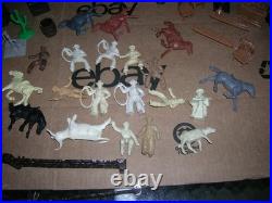 MARX WESTERN RANCH PLAYSET WithBOX 1950 COWBOYS TIN LITHO BUNKHOUSE RUBBER/ VINYL