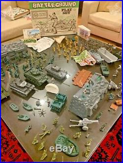 MARX WWII Battleground Playset #4113 Complete with Box & Add-Ons & 1960s soldiers