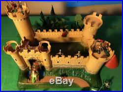 MARX miniature 1-inch knights with castle playset 1960s