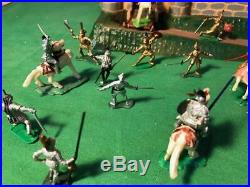 MARX miniature 1-inch knights with castle playset 1960s