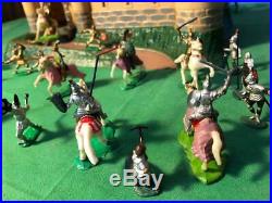 MARX miniature 1-inch knights with castle playset 1960s