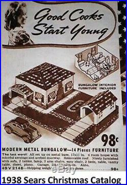 Marx 1938 Hollywood Bungalow tin litho playset pressed steel tootsietoy RARE