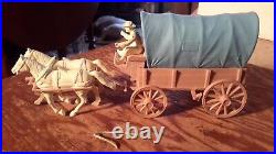 Marx 1950-60s TAN WAGON with BLUE TOP Wagon Train, Custer Western Playset