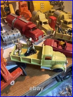 Marx 1950s-1960s Big Inch Pipeline trucks construction equip +many Accessories