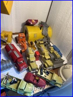 Marx 1950s-1960s Big Inch Pipeline trucks construction equip +many Accessories