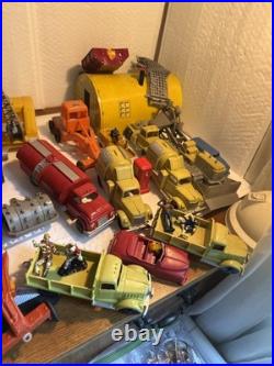 Marx 1950s-1960s Big Inch Pipeline trucks construction equip +many Accessories