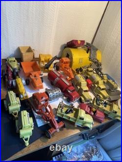 Marx 1950s-1960s Big Inch Pipeline trucks construction equip +many Accessories